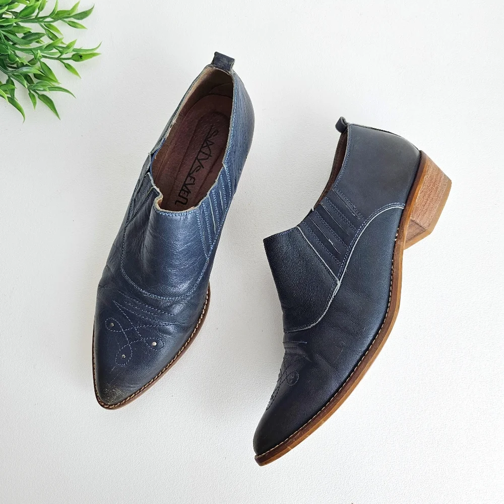 Anthropologie Sixty Seven Blue Leather Ankle Boots – Women’s EU 41 US 9.5 10